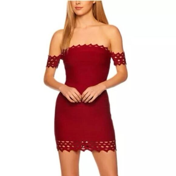 Susana Monaco Eyelet Bandage Mini Dress NWT NEW sz Small S burgundy - Picture 1 of 13